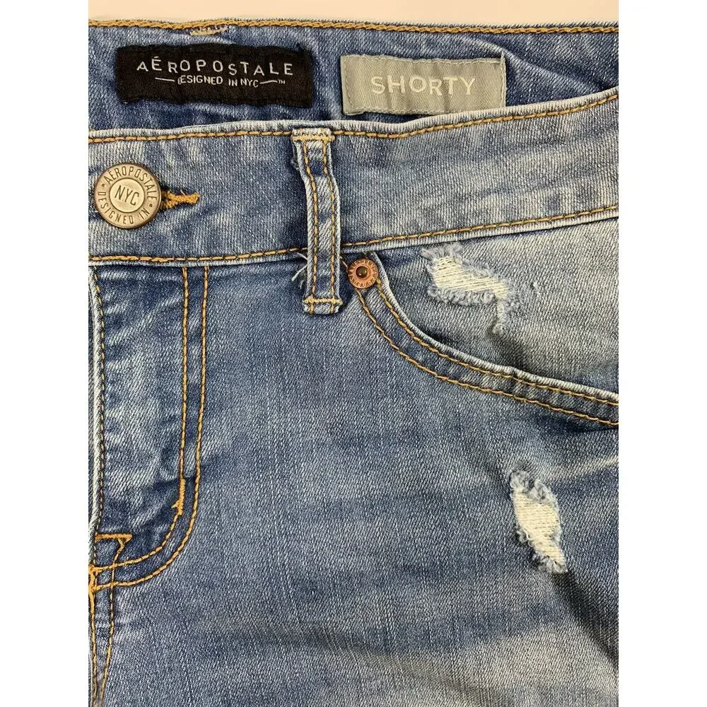 Womens Jean Shorts Size 6 Shorty Distressed Destroyed Denim Roll‎ Cuff Jorts